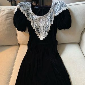Vintage black velvet with lace overlay